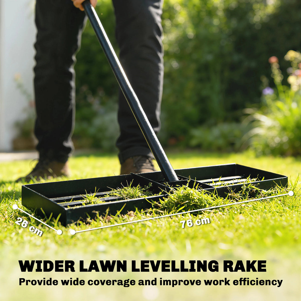 Outsunny Steel Lawn Leveling Rake For Garden Yard Maintenance