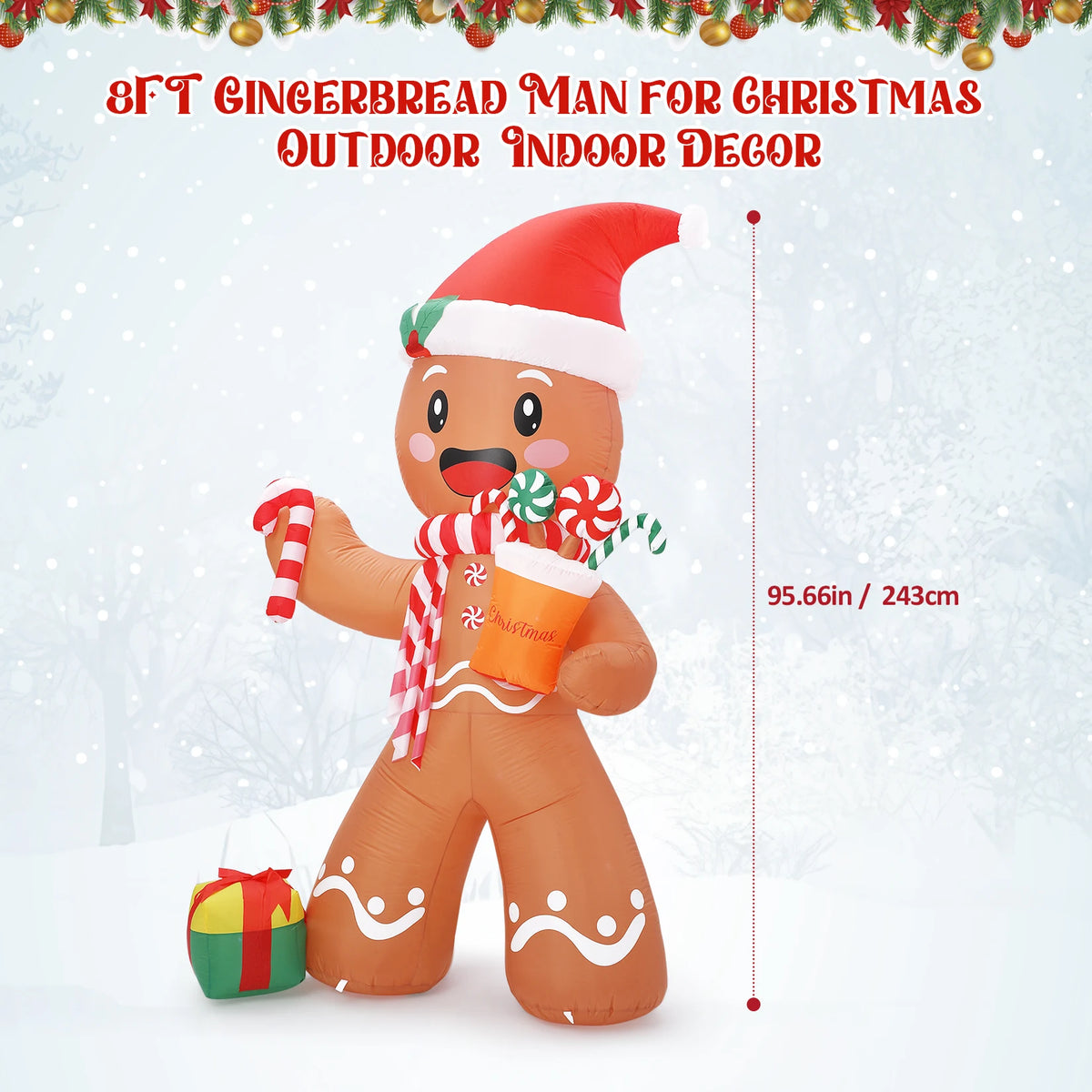 HiMISS Lighted Inflatable Gingerbread Man Christmas Yard Decoration