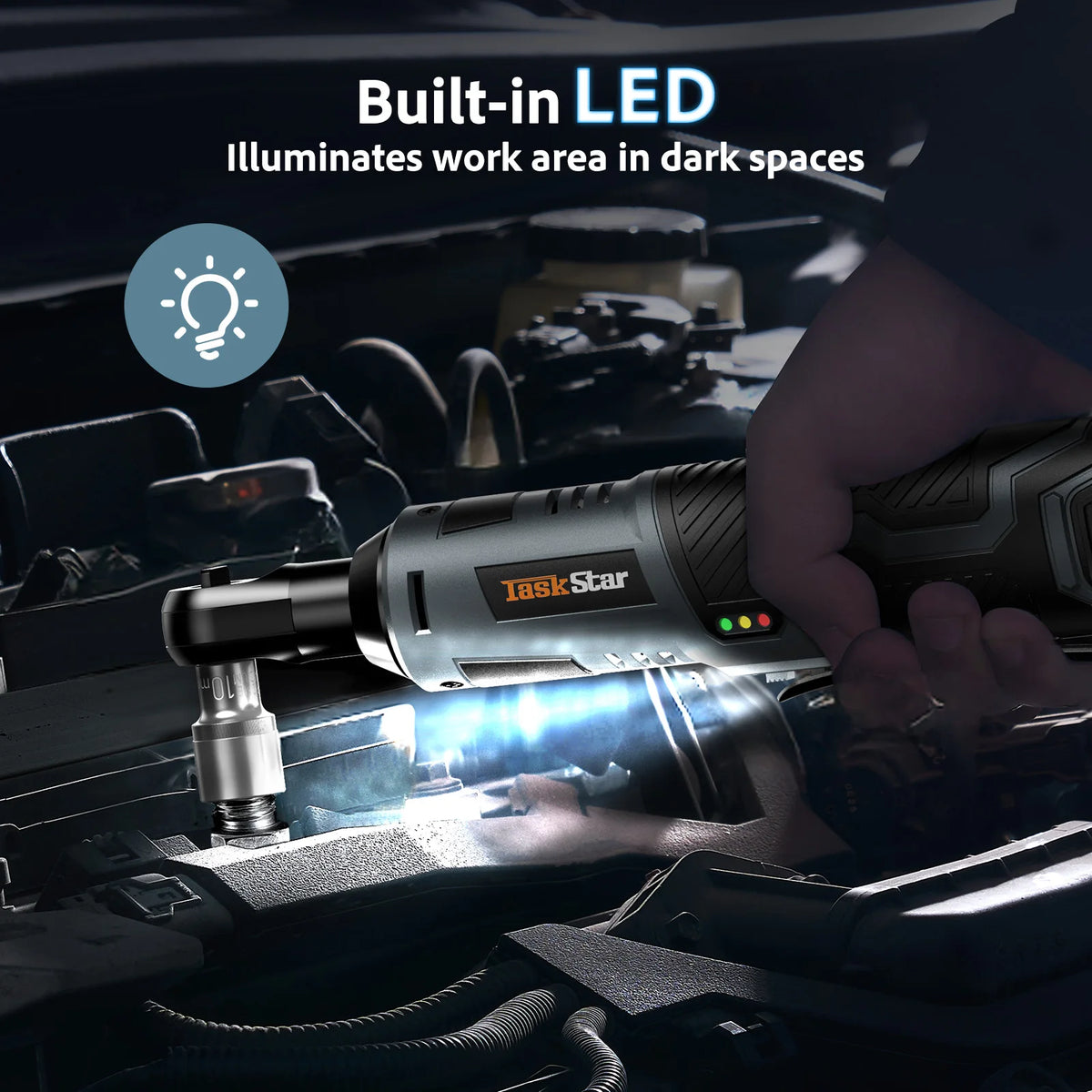 Taskstar Cordless Electric Ratchet Wrench Kit With Powerful Torque