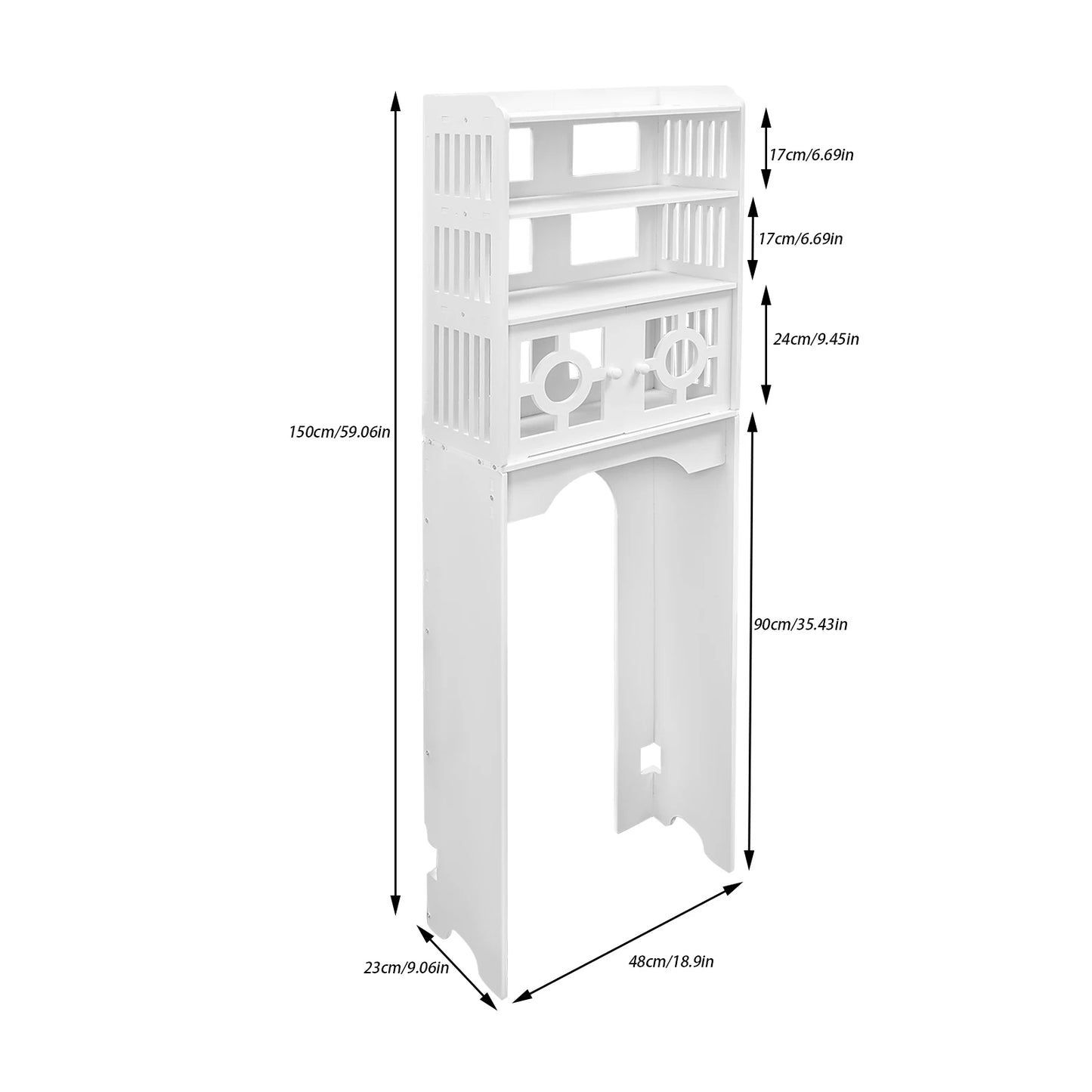 Bathroom Floor Cabinet 4 Tier Over Toilet Storage Organizer