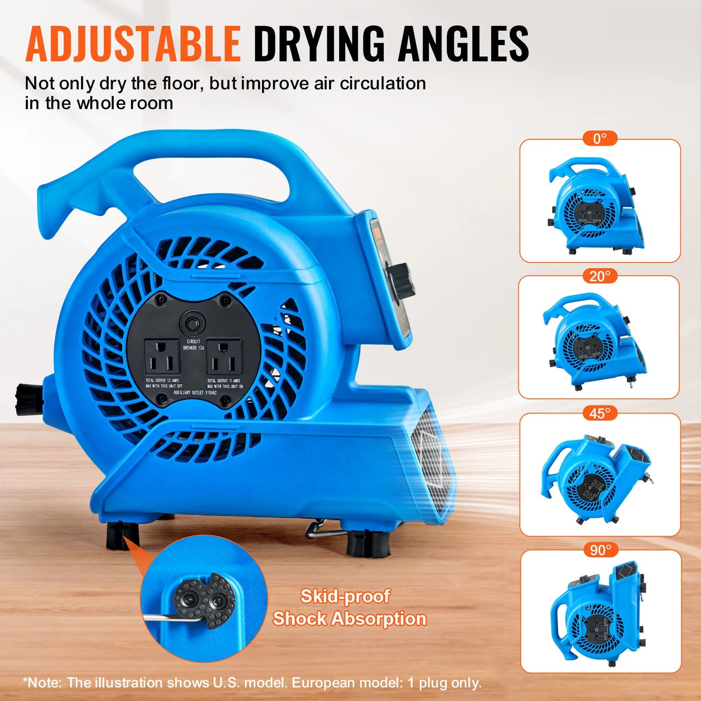 SucceBuy Floor Blower 1360 RPM 600 CFM Air Mover for Drying and Cooling