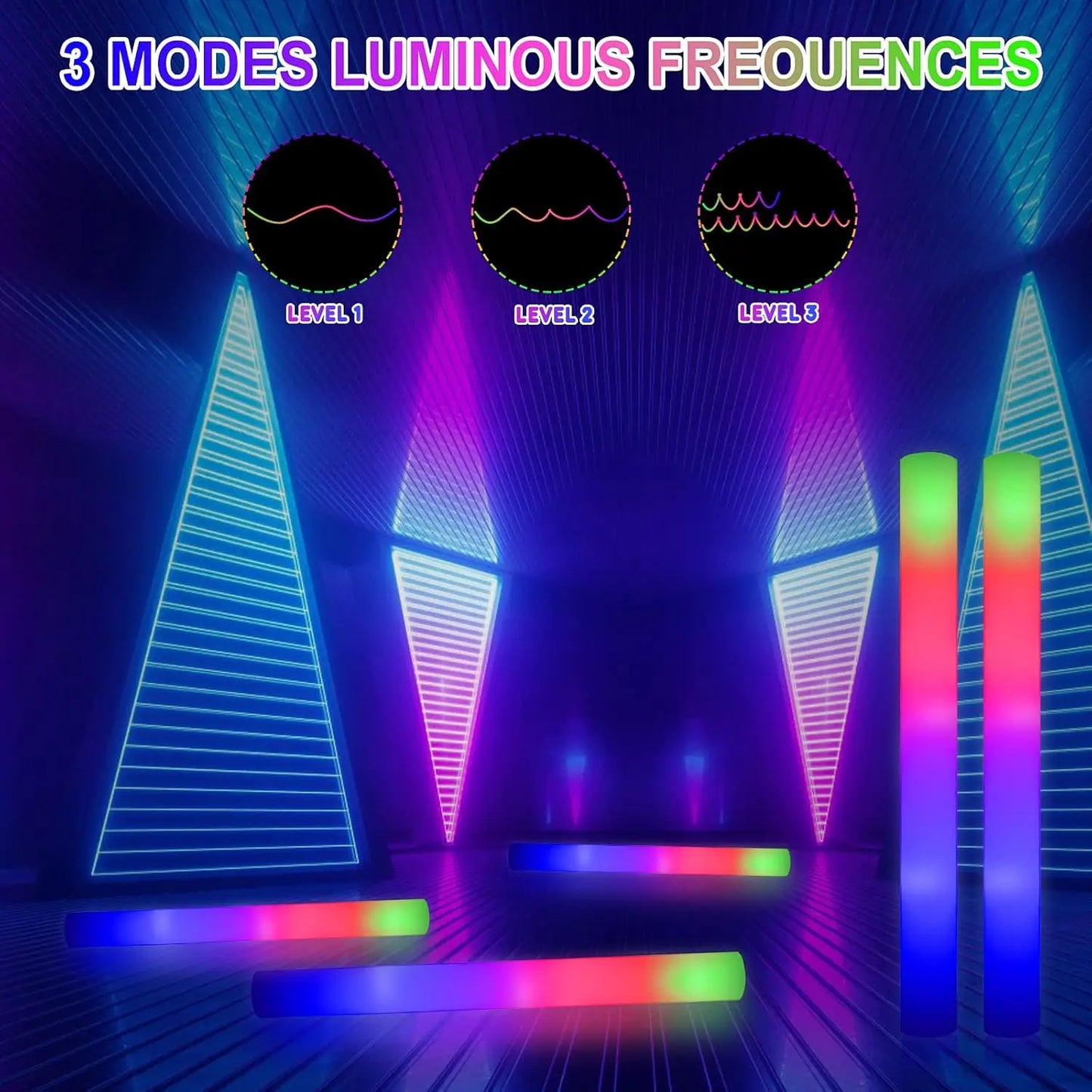 LED Foam Glow Sticks 110Pcs With 3 Modes Flashing Lights