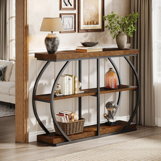 Tribesigns Industrial Console Table With Arched Metal Frame And Shelves