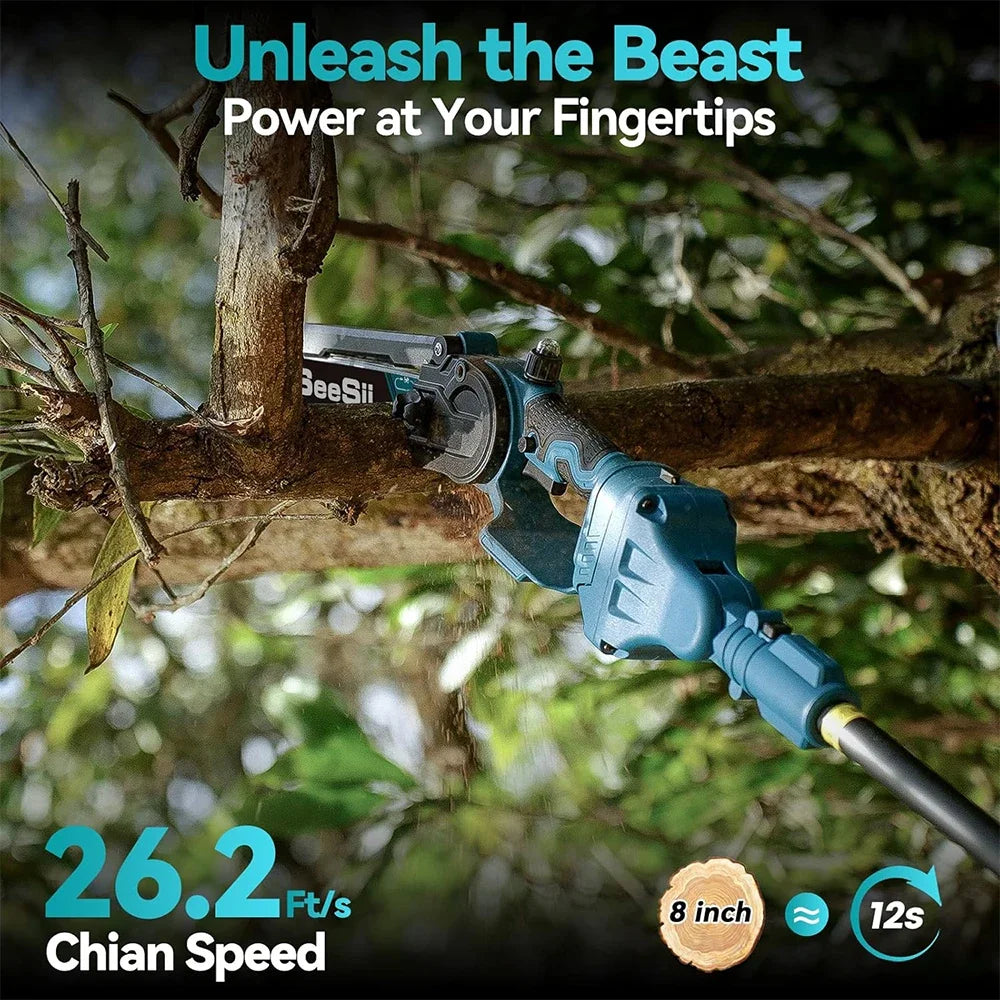 Seesii 2-In-1 Cordless Pole Saw And Mini Chainsaw Extension Pole