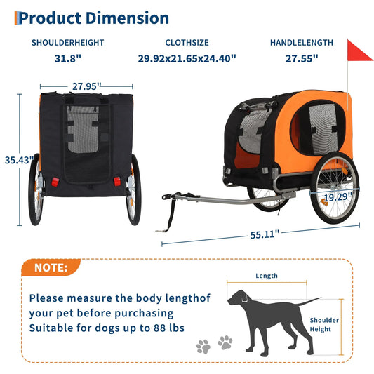 Foldable Dog Bike Trailer With Quick Release Wheels And Mesh Windows