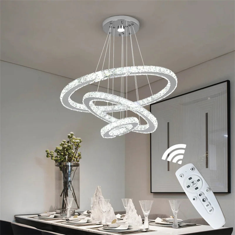 GreeLustr Modern Crystal LED Chandelier With Dimmable Remote