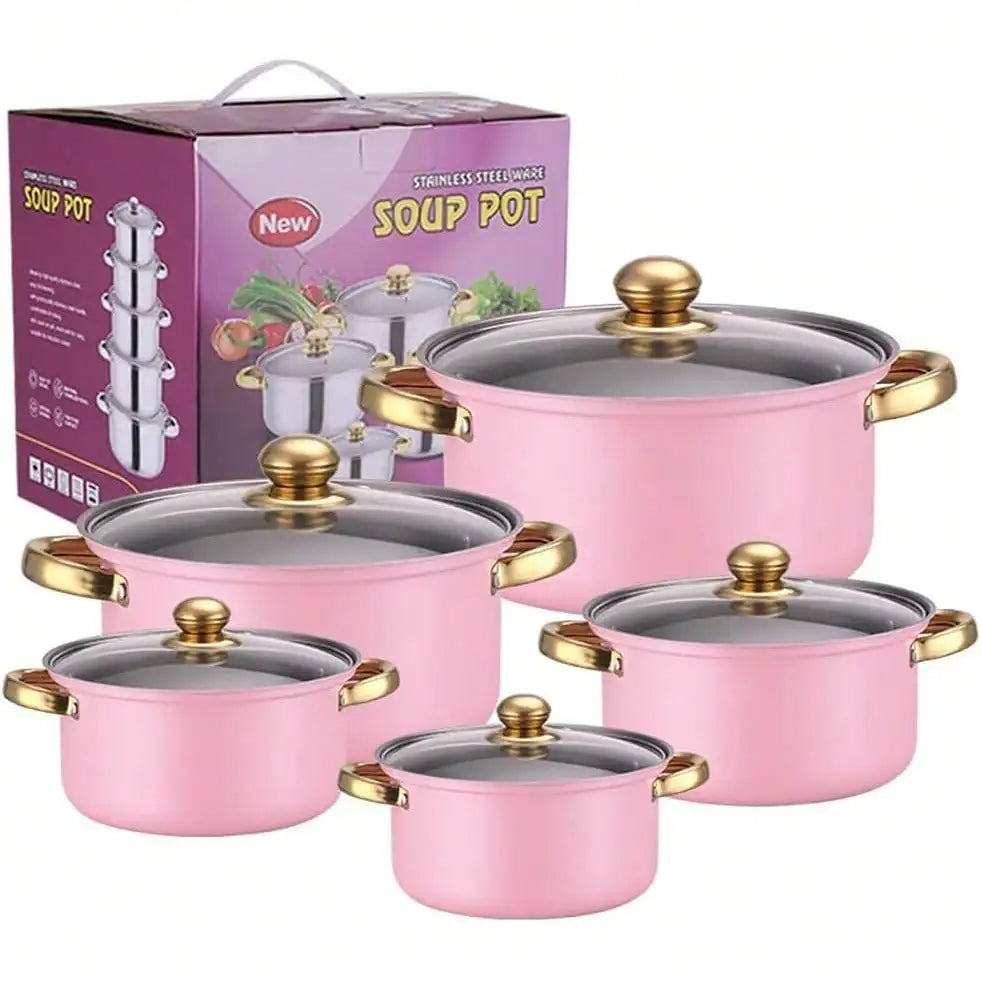 Stainless Steel Nonstick Cookware Set For Induction And Gas Stoves