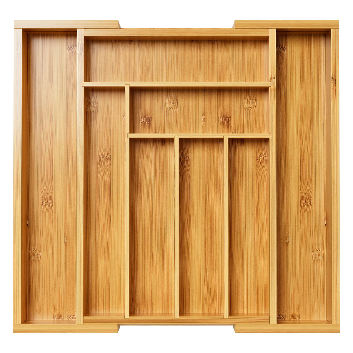 Expandable Bamboo Drawer Organizer For Kitchen Utensils And Silverware Storage