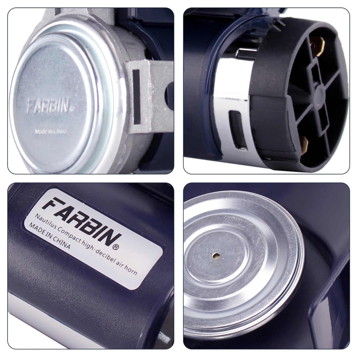 FARBIN Snail Air Horn With Compressor Relay Harness 12V 150 dB
