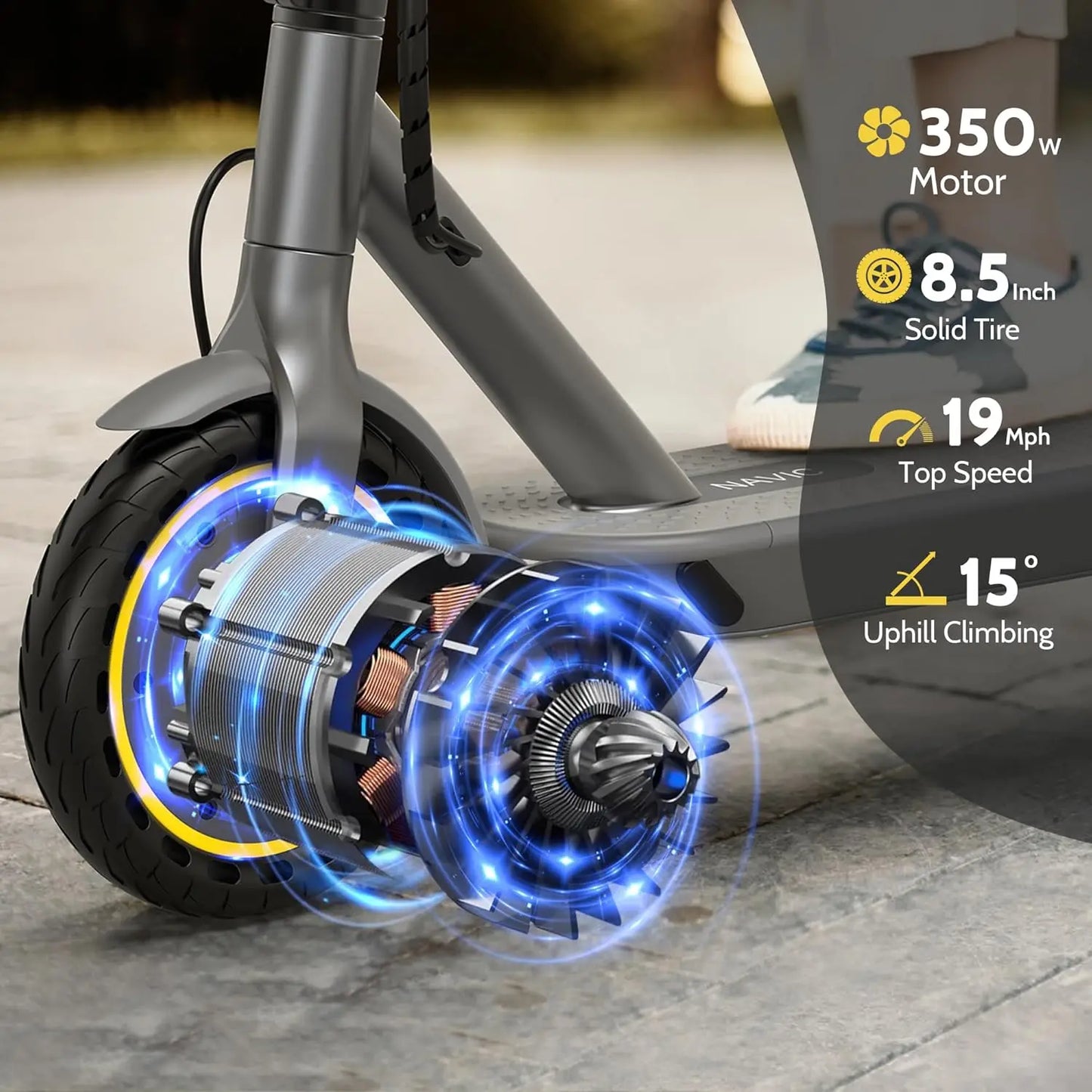 Aovopro T5 350W Foldable Electric Scooter 19Mph App 22Mile Range