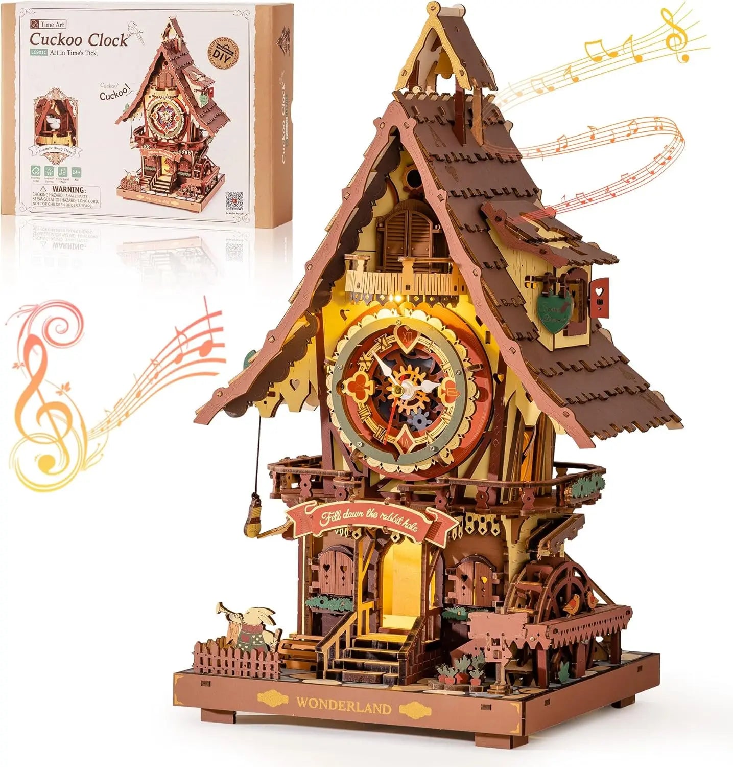 Robotime Rokr 3D Wooden Cuckoo Clock Kit With Working Bird