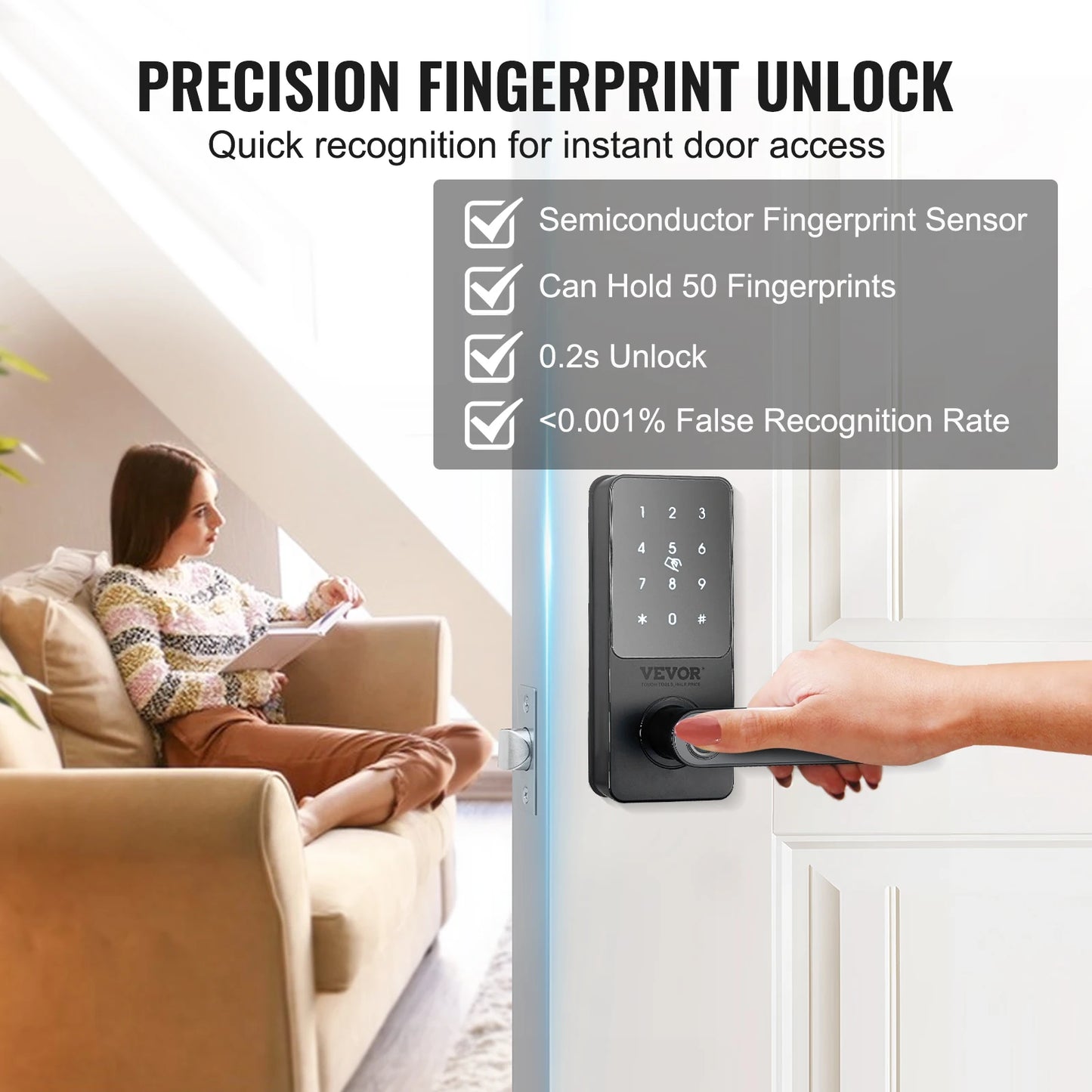 SucceBuy 5 In 1 Bluetooth Smart Door Knob With Fingerprint