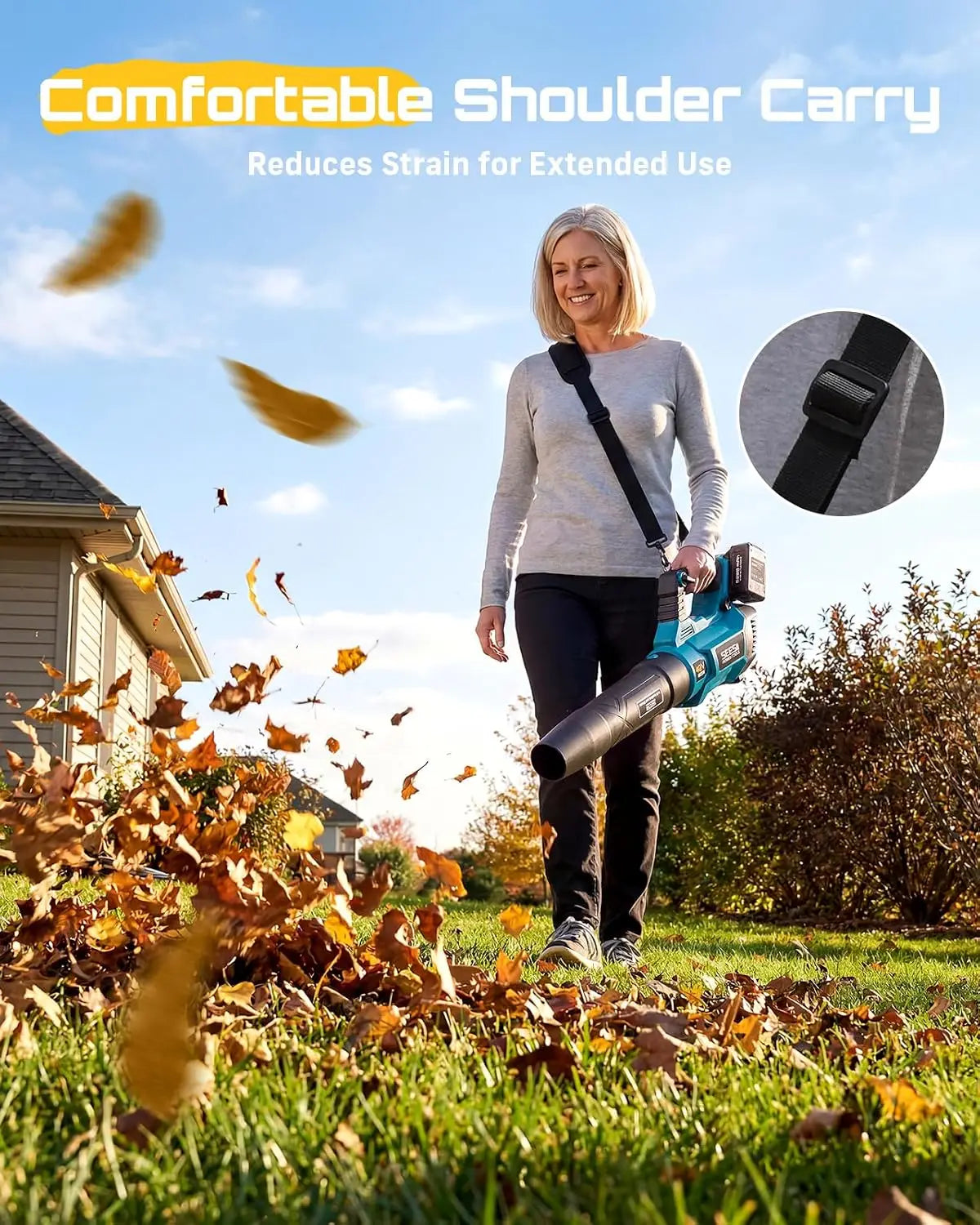 SeeSii Brushless Cordless Turbo Leaf Blower With Dual Battery Power