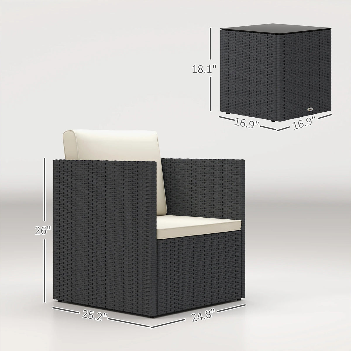 Outsunny Wicker Patio Bistro Furniture Set For Outdoor Seating