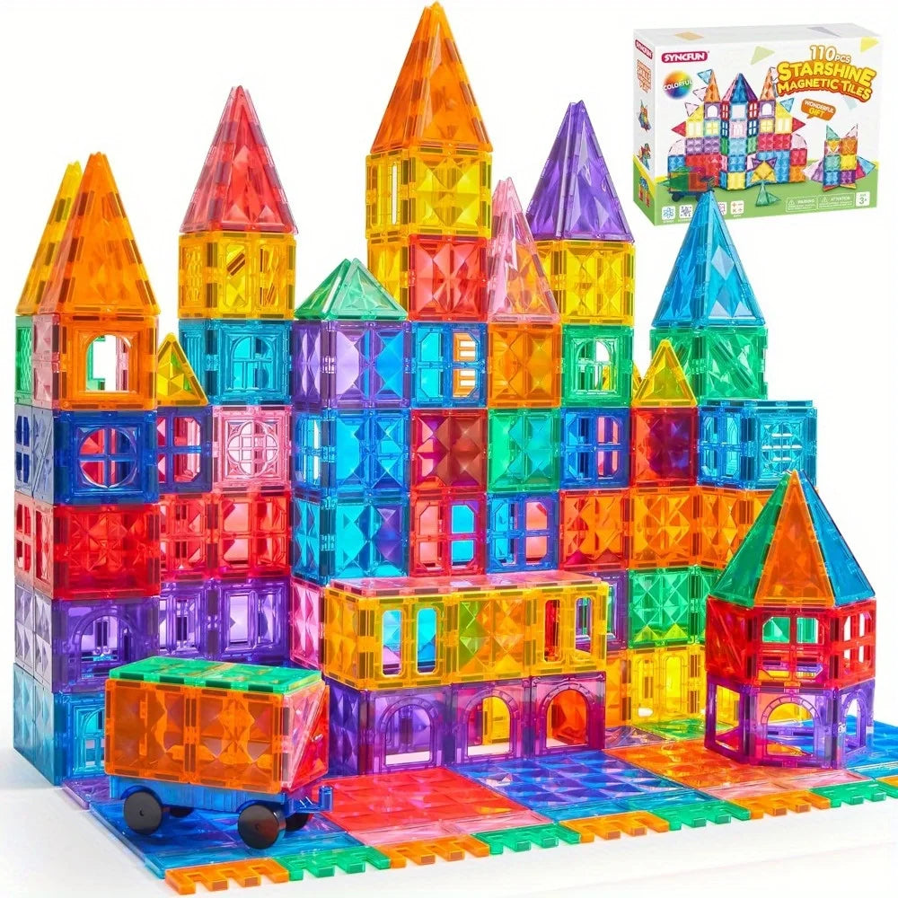 Joyfy 3D Magnetic Building Tiles Set With Vehicle Blocks