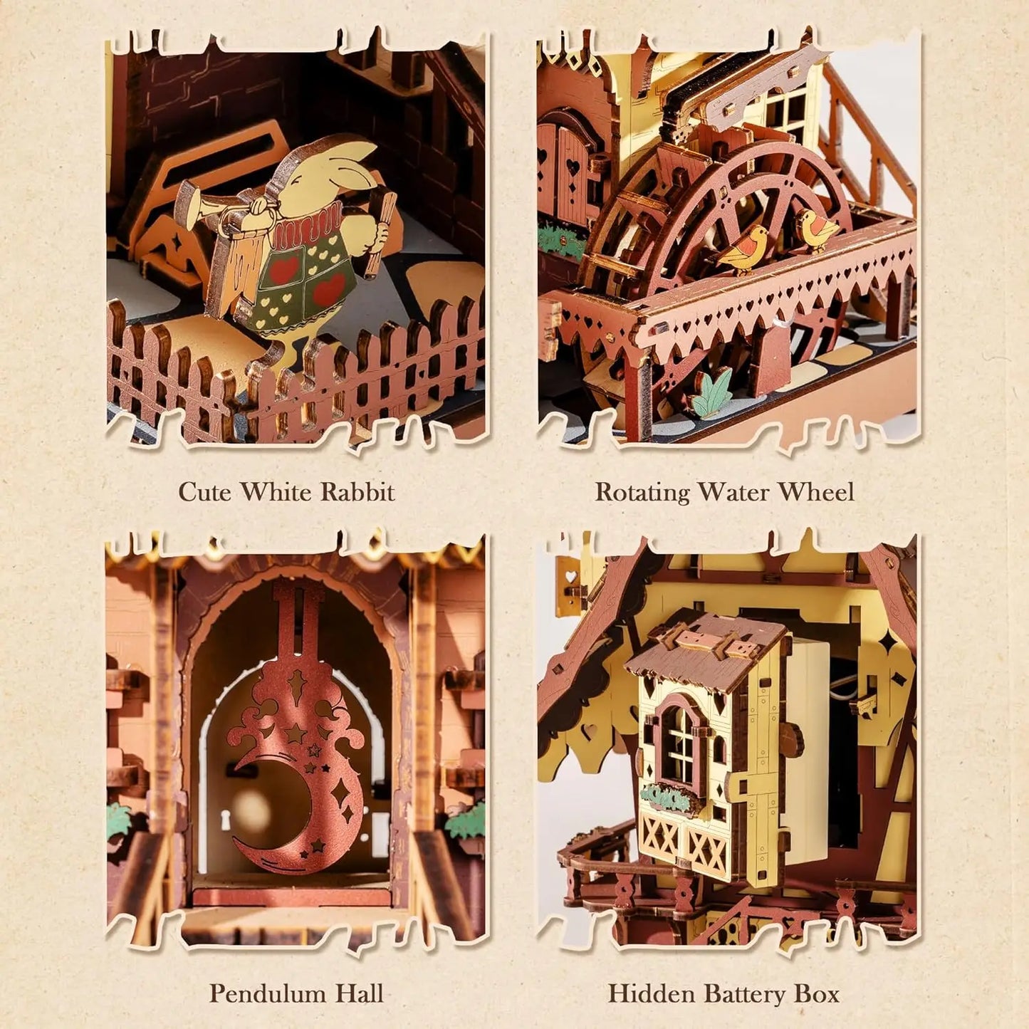 Robotime Rokr 3D Wooden Cuckoo Clock Kit With Working Bird