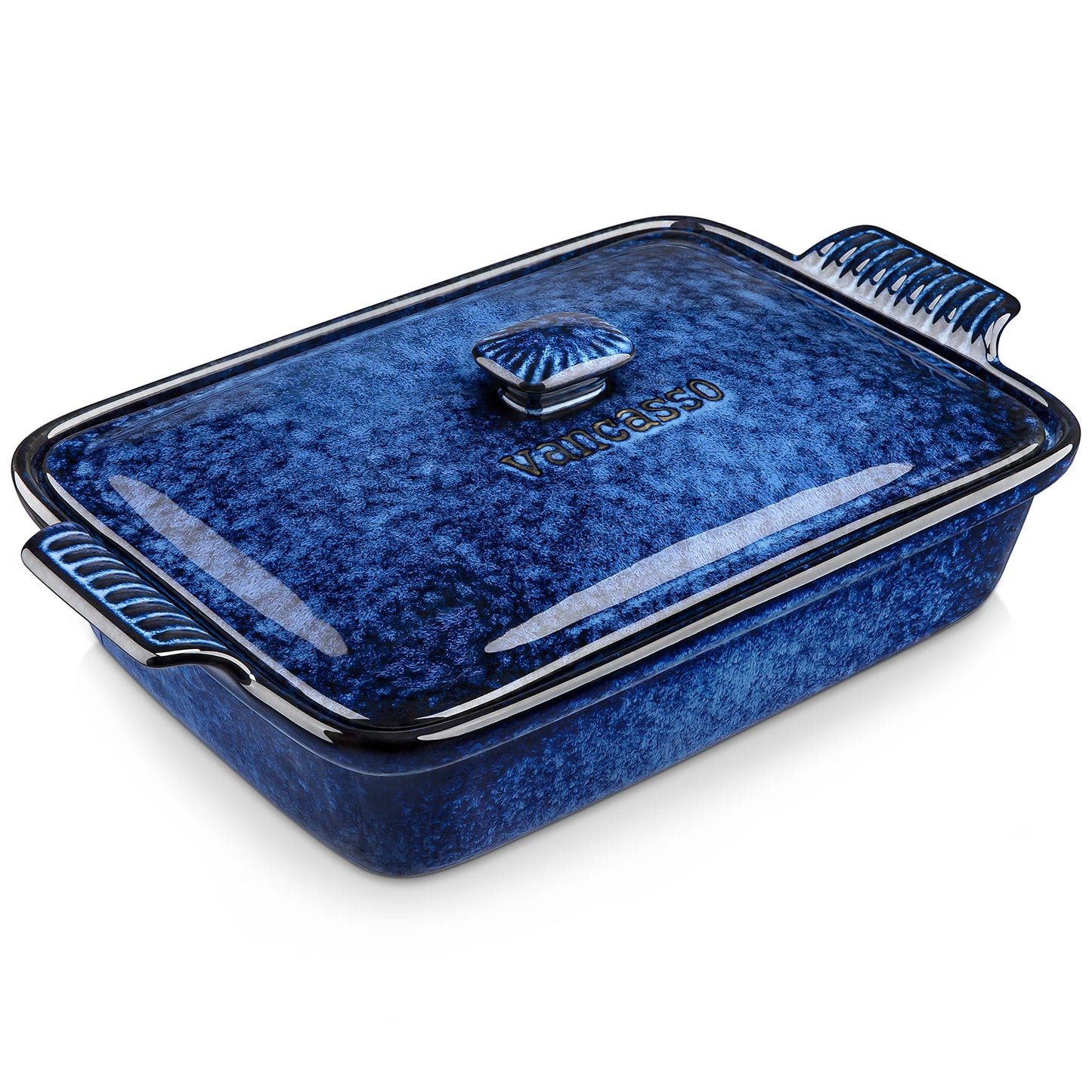 Malacasa Vancasso Blue Stoneware Casserole Baking Dish With Lid