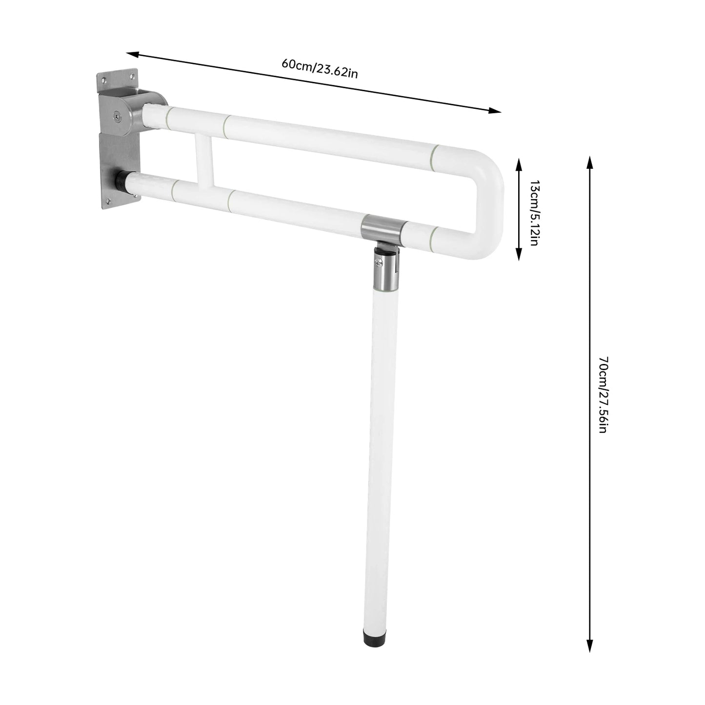 Foldable Toilet Grab Bar With Non Slip Rail For Safety