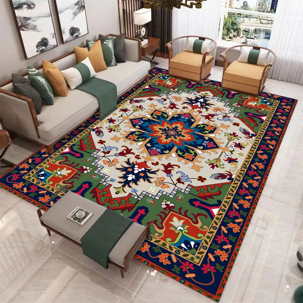 European Retro Large Living Room Carpet Geometric Non Slip Rug