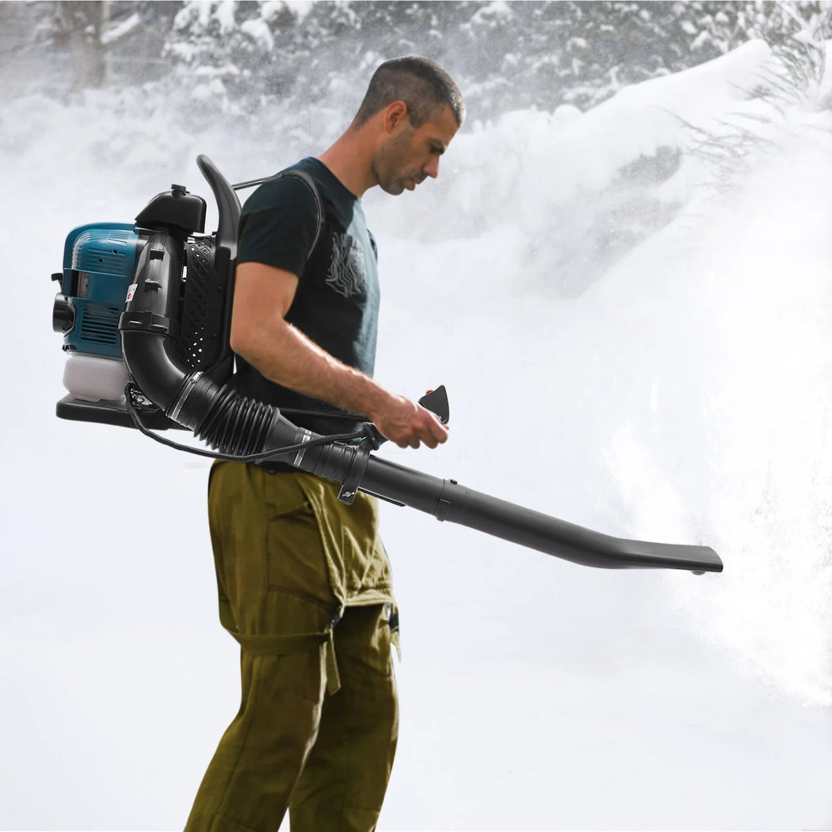 Bymaocar 75.6CC Gasoline Powered Four Stroke Backpack Leaf Blower