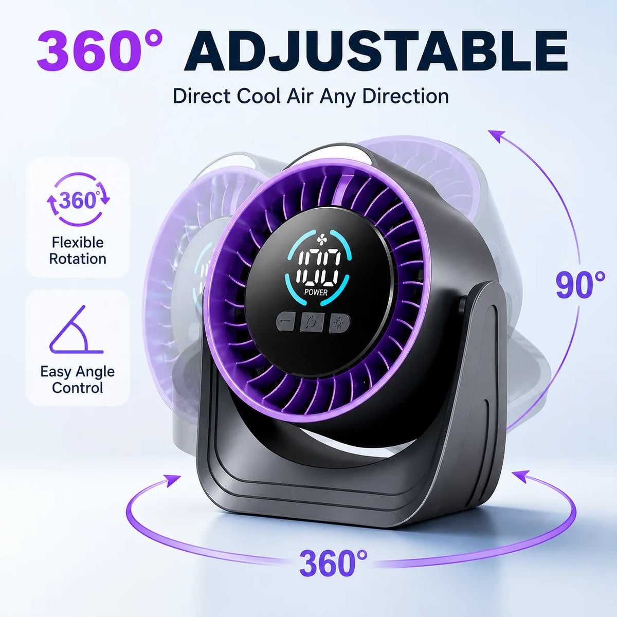 USB Circulation Fan With Natural Wind And Night Light