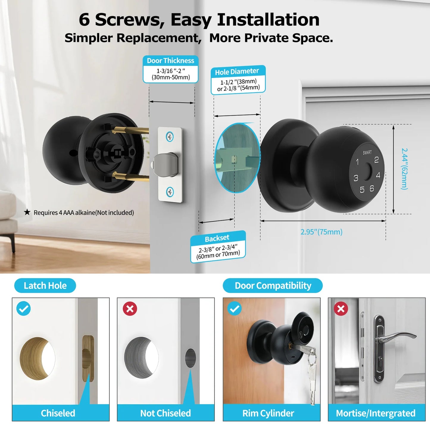 Viladepot Smart Door Lock With Fingerprint And App Control