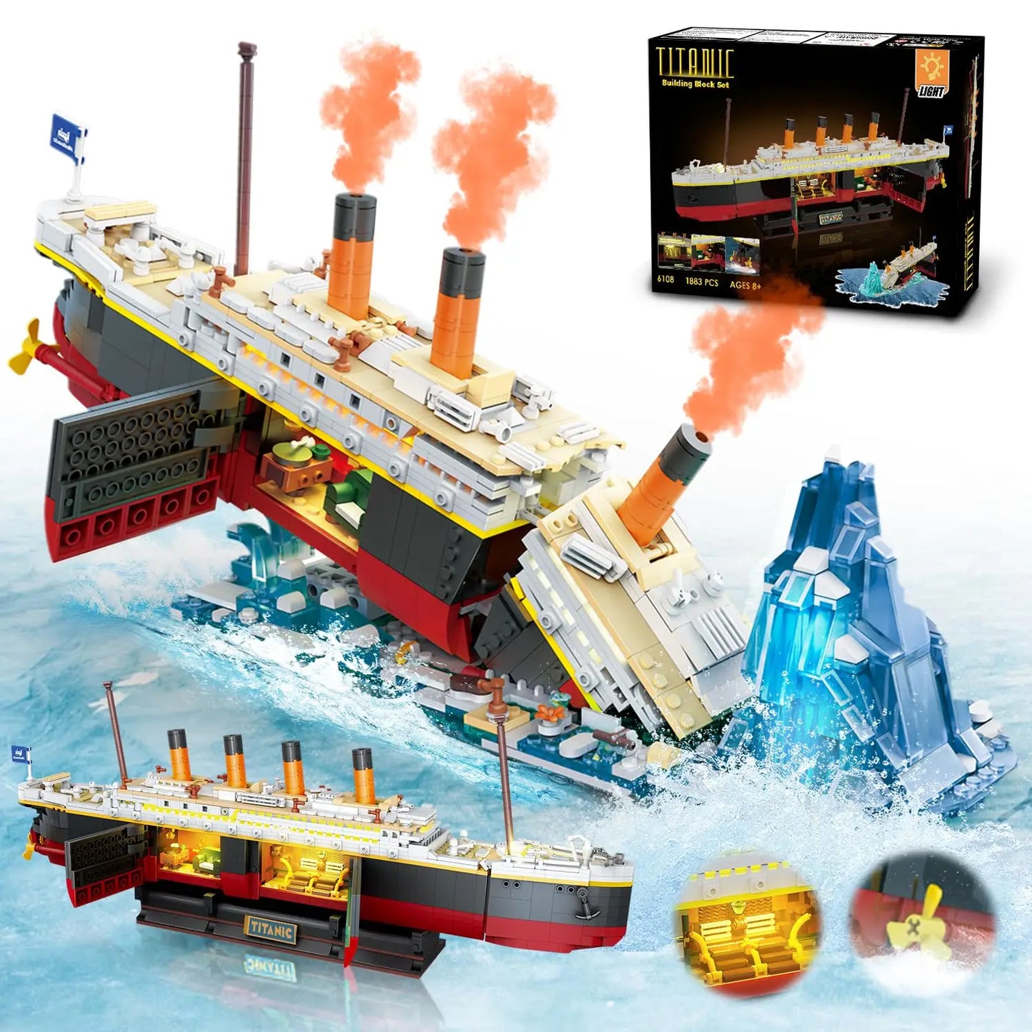 Titanic Building Set With Glacier Display Stand Mini Block Model