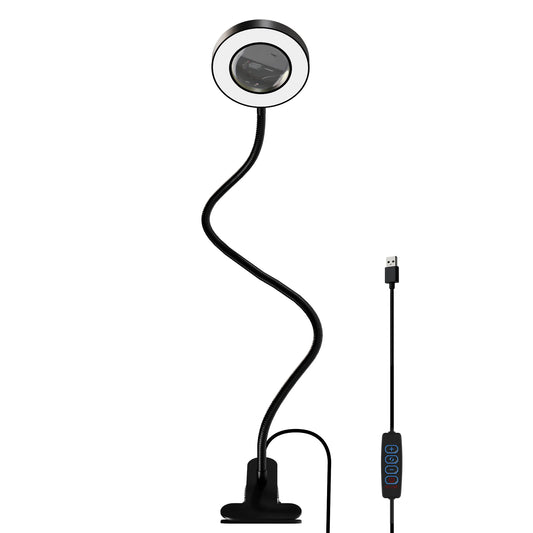 Smeileas 5X Clip On LED Magnifying Lamp With Clamp Desk