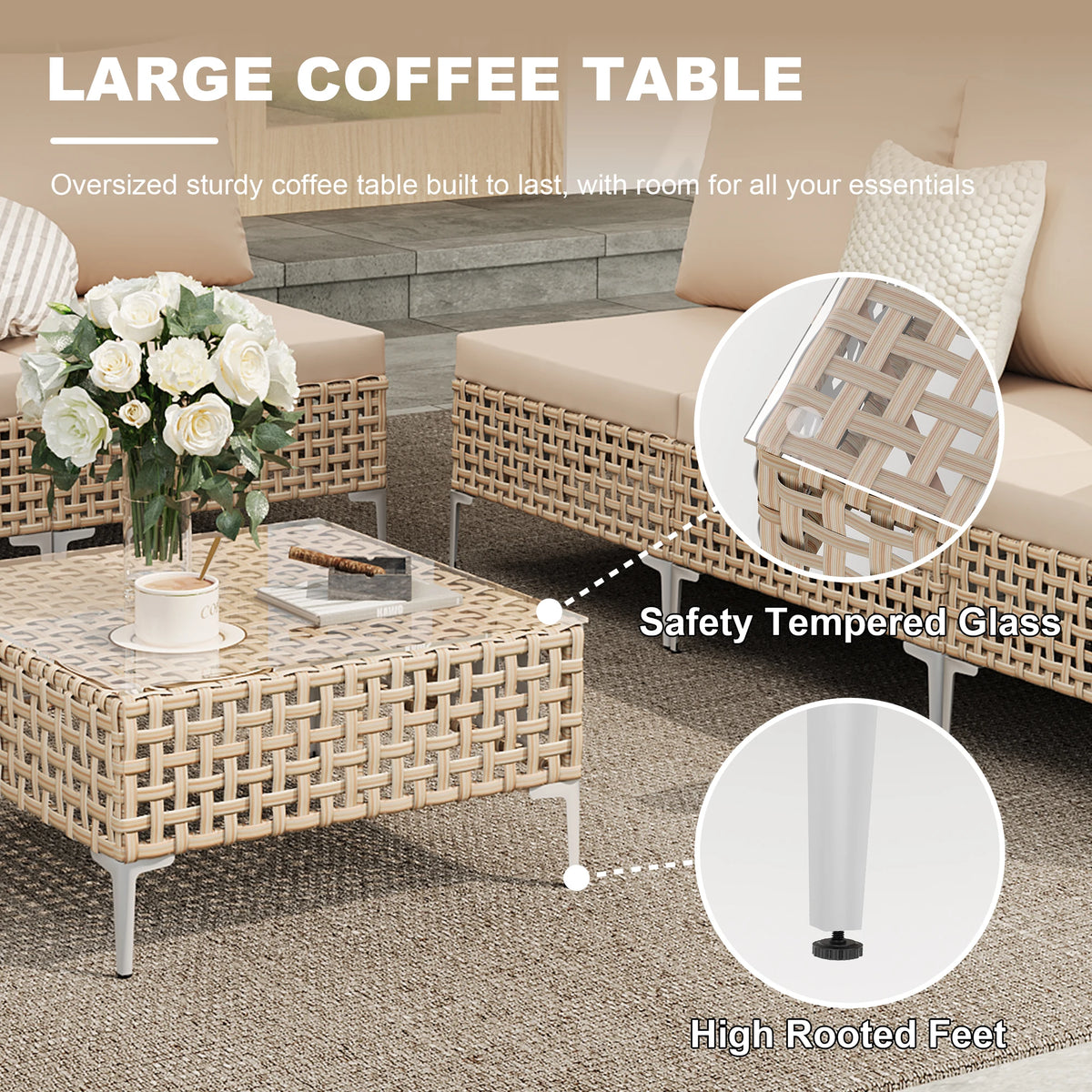 Elegant Wicker Outdoor Patio Furniture Set With Durable Backrests