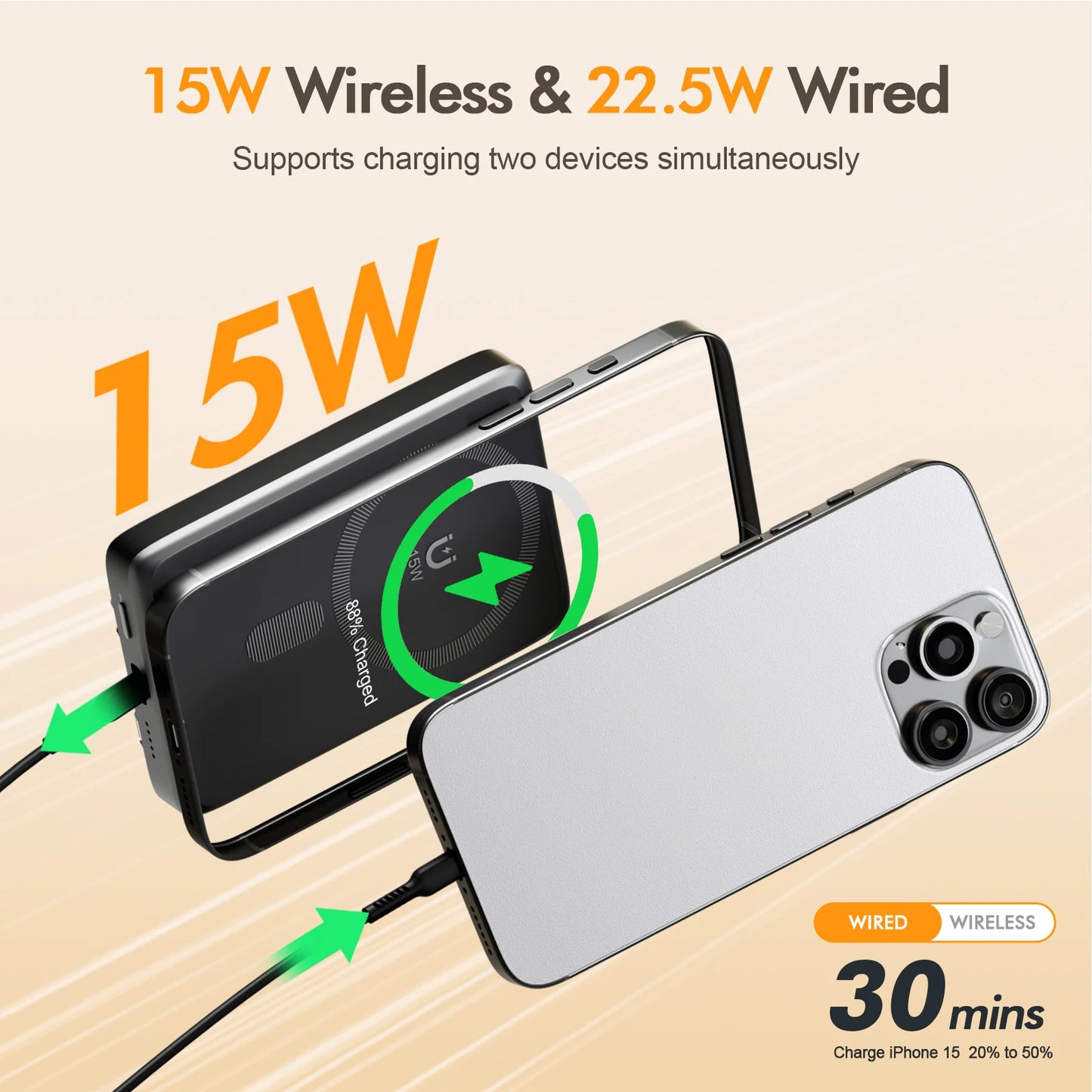 Portable 10000mAh Magnetic Wireless Power Bank For iPhones