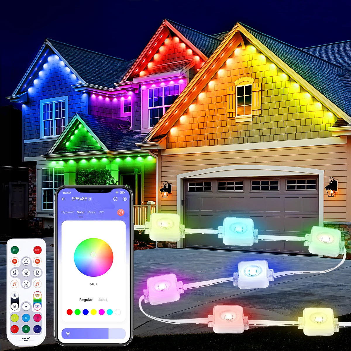 Aiopp RGBIC Outdoor Lights IP67 Waterproof With 100 Scene Modes