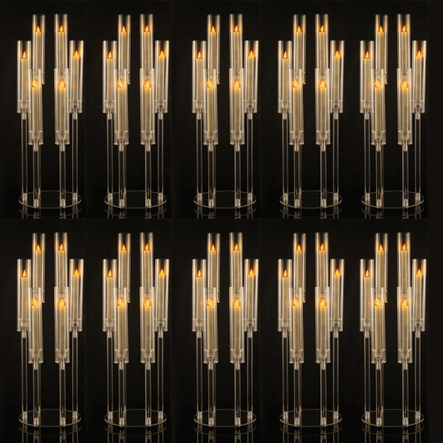 VINCIGANT 6-Arm Clear Candelabra Holder For LED Candles