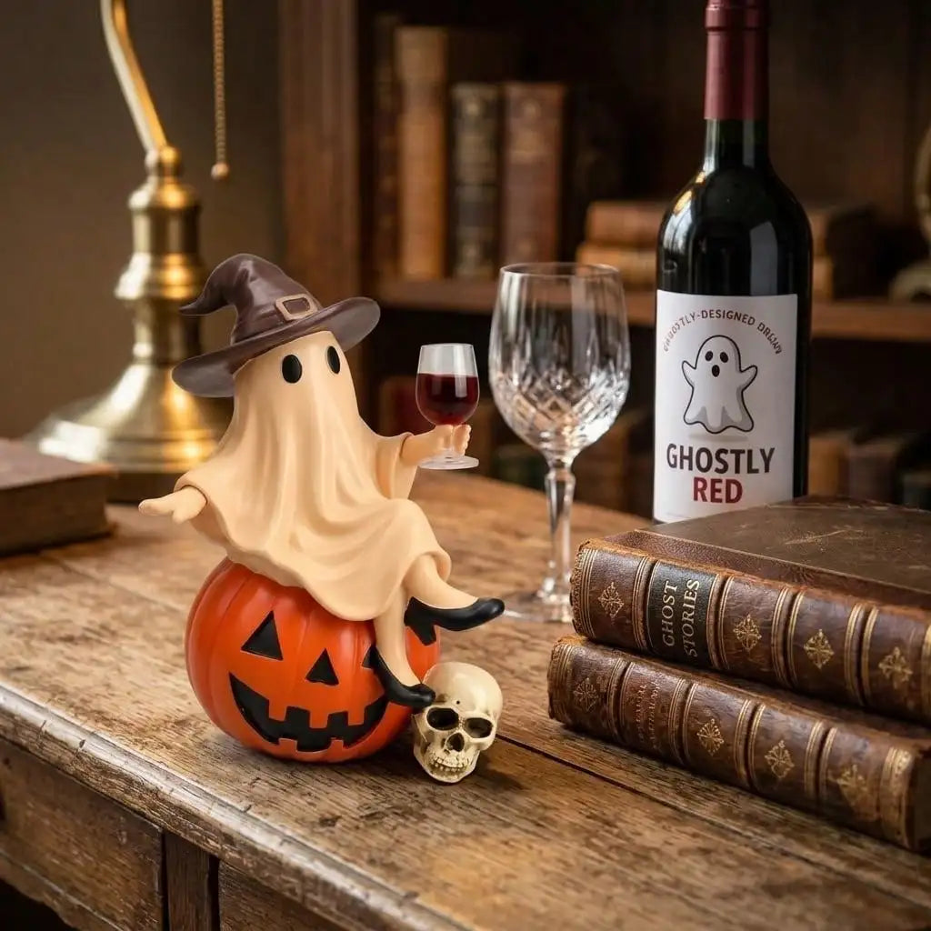 Funny Ghost Wine Glass Resin Statue Halloween Home Decor