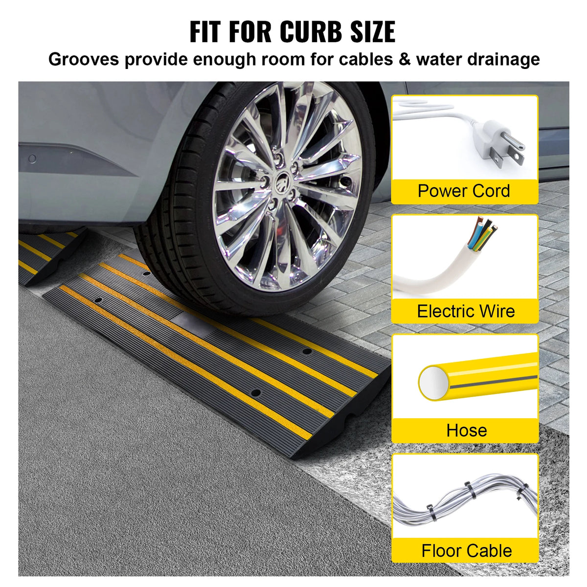 SucceBuy Cable Protector Ramp Rubber Driveway Threshold Bridge