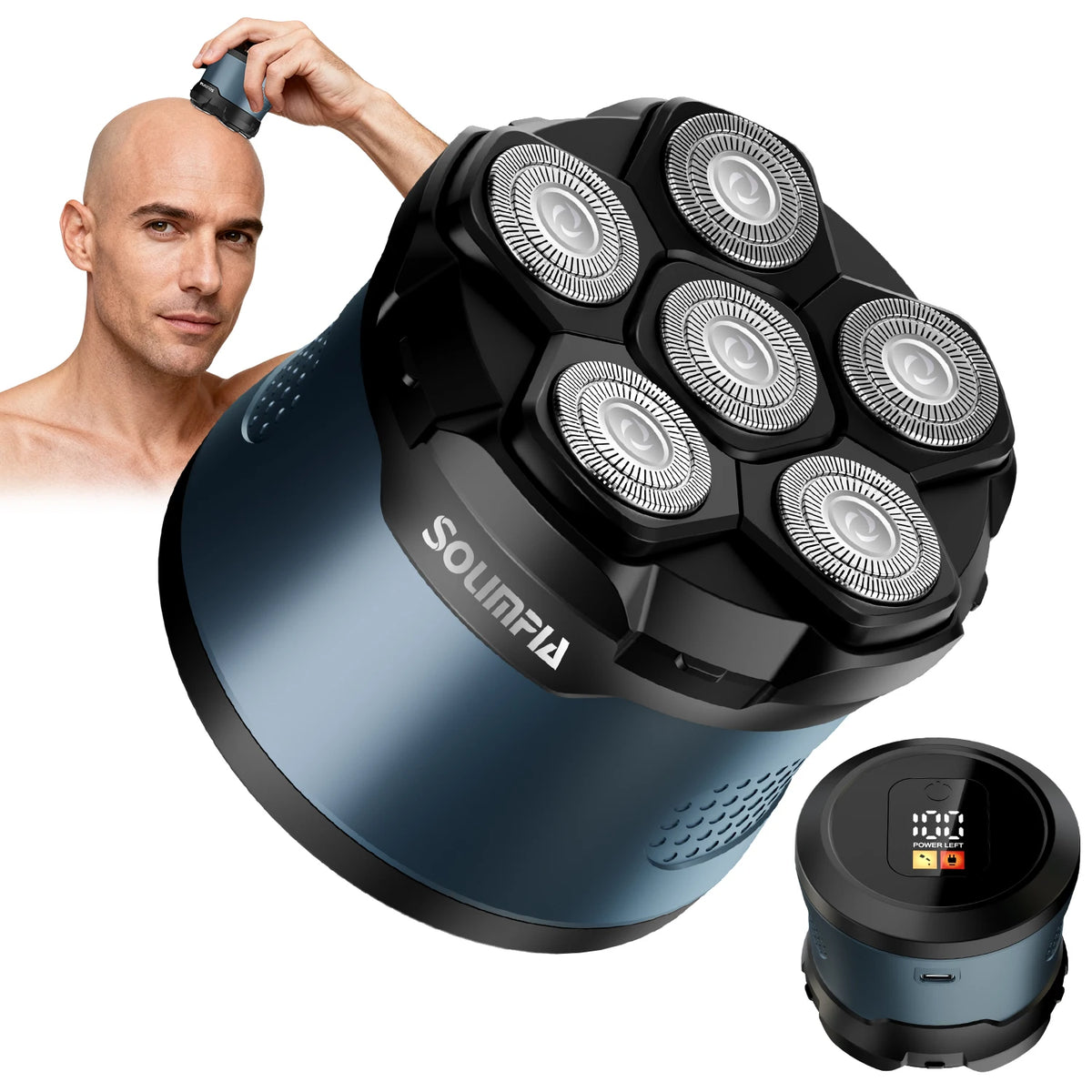 Rechargeable Smart Electric Shaver With Six Magnetic Blades