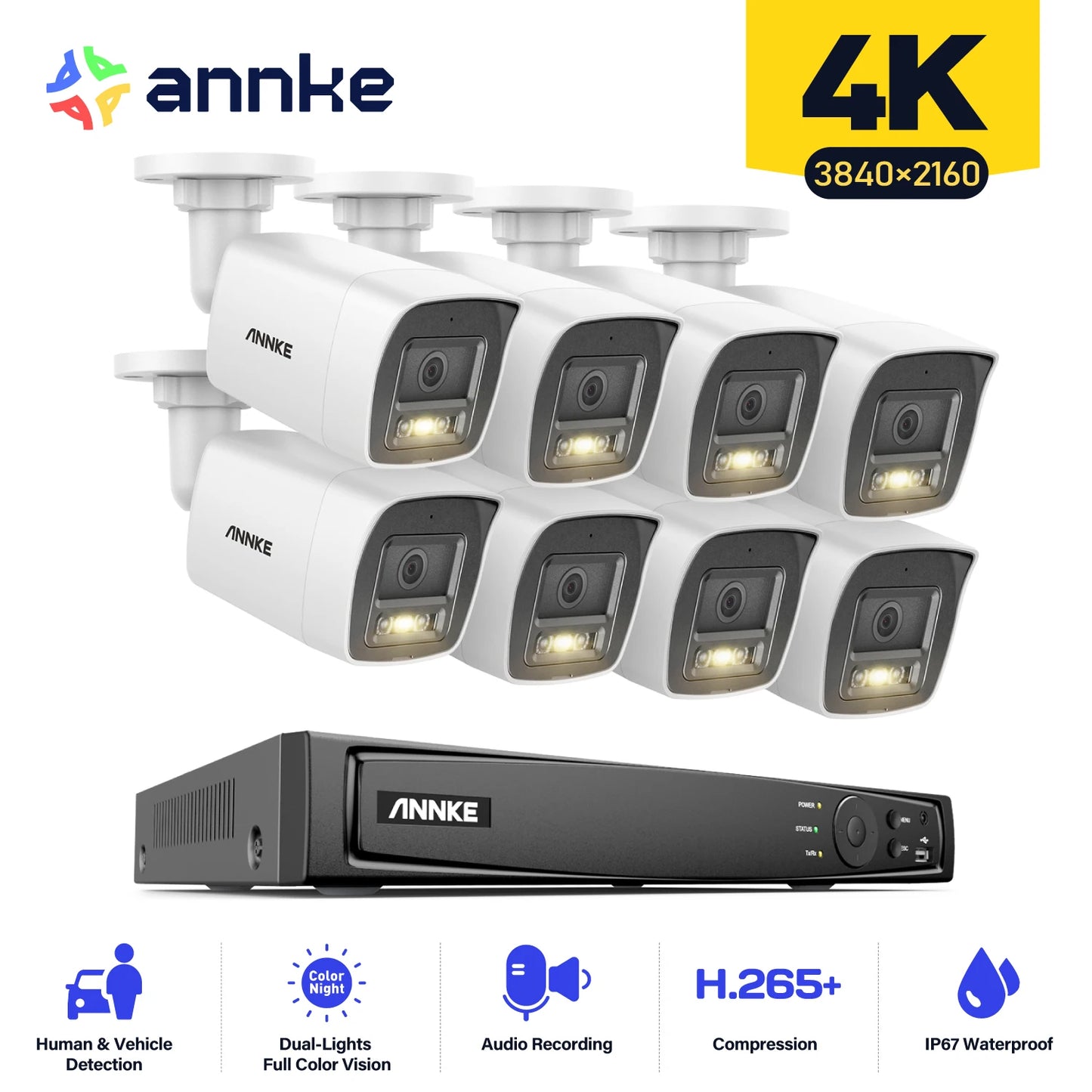 ANNKE 4K PoE Security System 8 Channel NVR Cameras