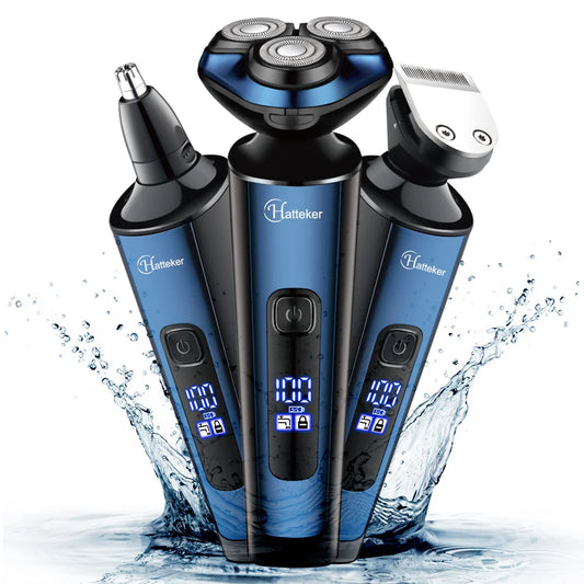 Hatteker 3-In-1 Rechargeable Men's Electric Shaver With Digital Display