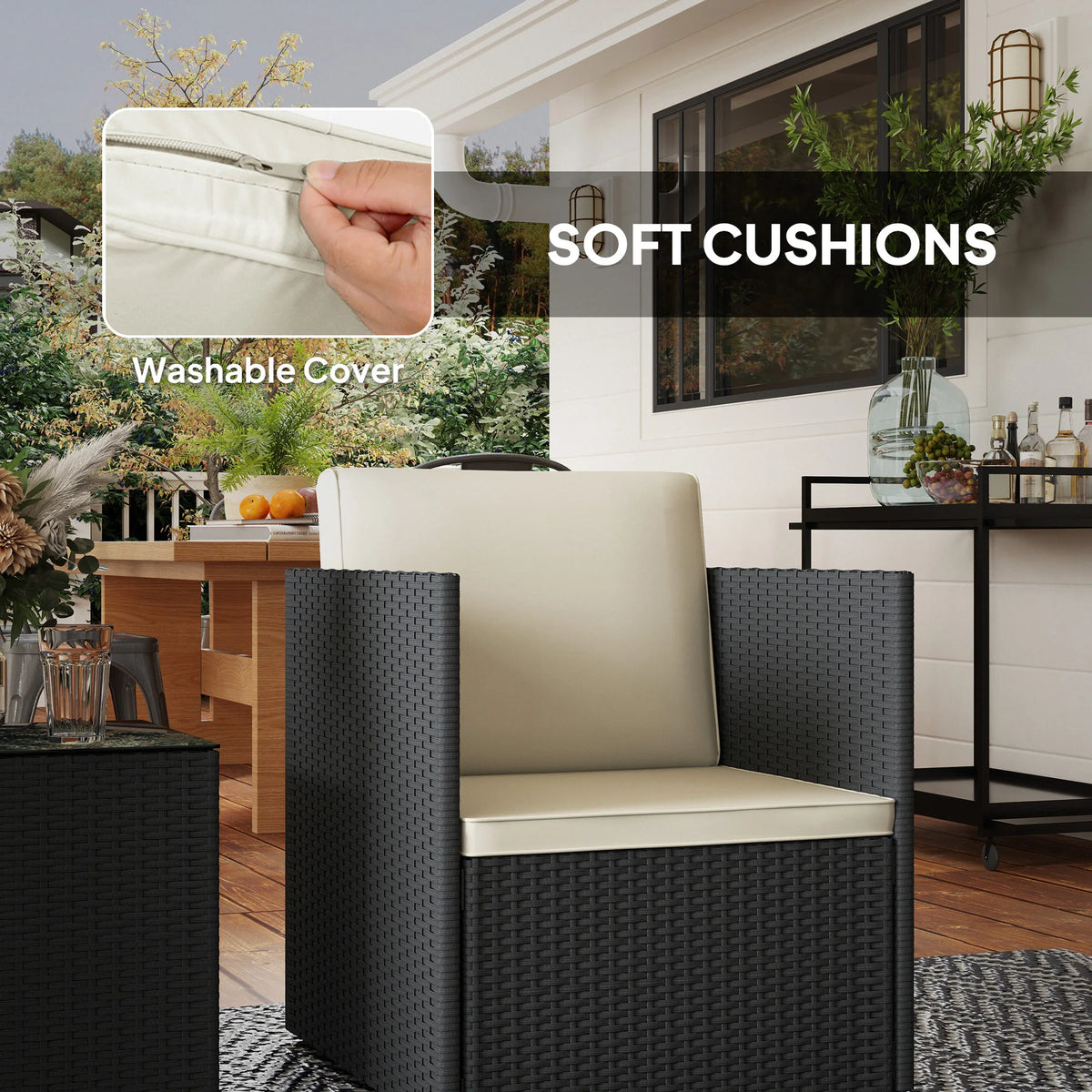 Outsunny Wicker Patio Bistro Furniture Set For Outdoor Seating