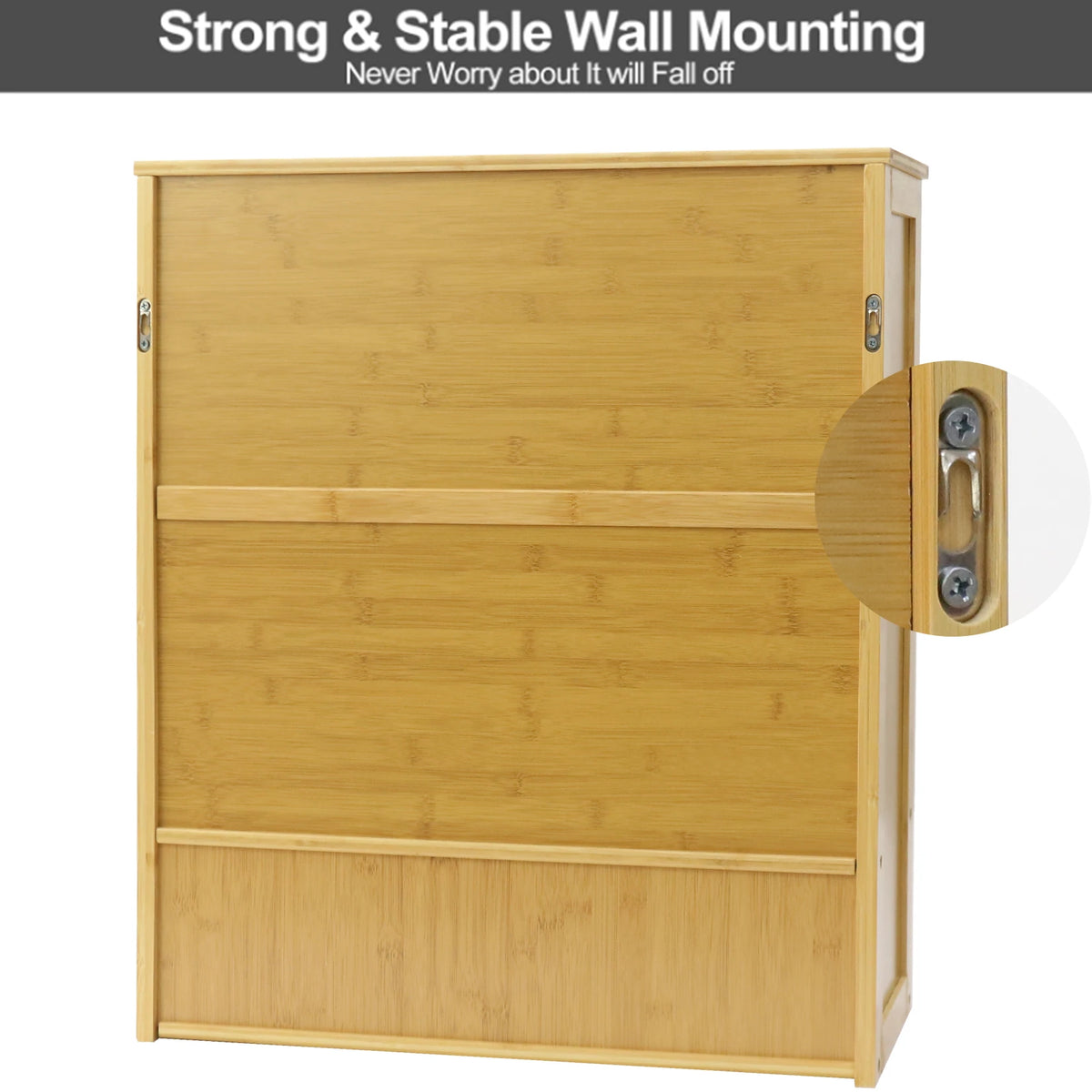 Wisfor Bamboo Bathroom Wall Cabinet With Doors And Open Shelf