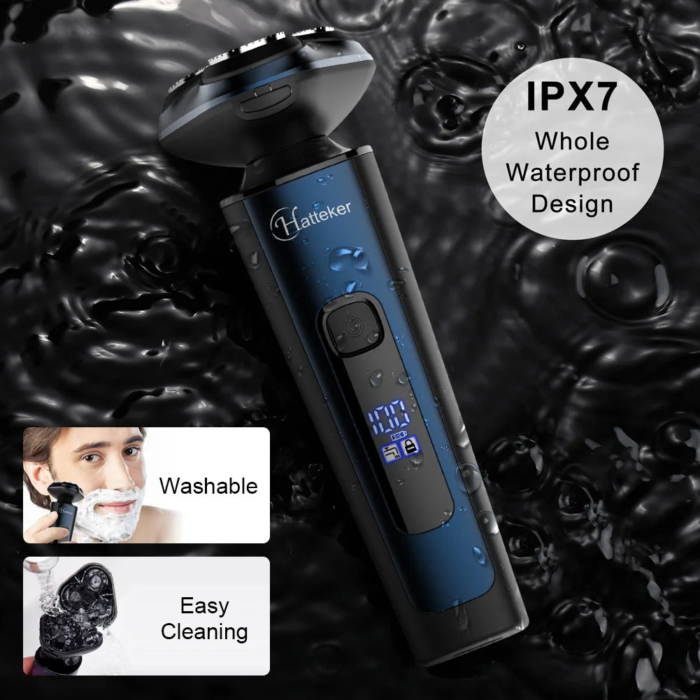 Hatteker 3-In-1 Rechargeable Men's Electric Shaver With Digital Display