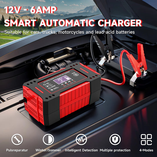 12V 6A Intelligent Car Battery Charger Lead Acid Pulse Repair