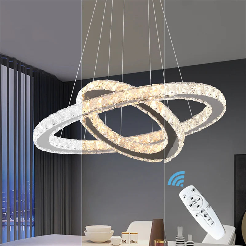 GreeLustr Modern Crystal LED Chandelier With Dimmable Remote