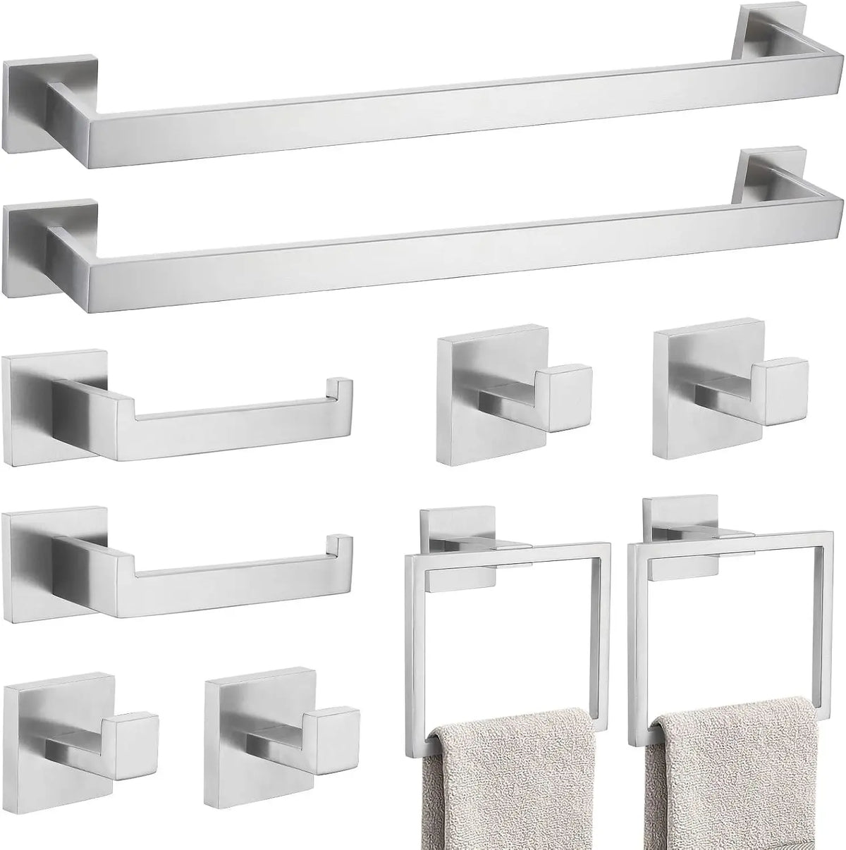 10 Piece Wall Mounted Stainless Steel Bathroom Accessory Set