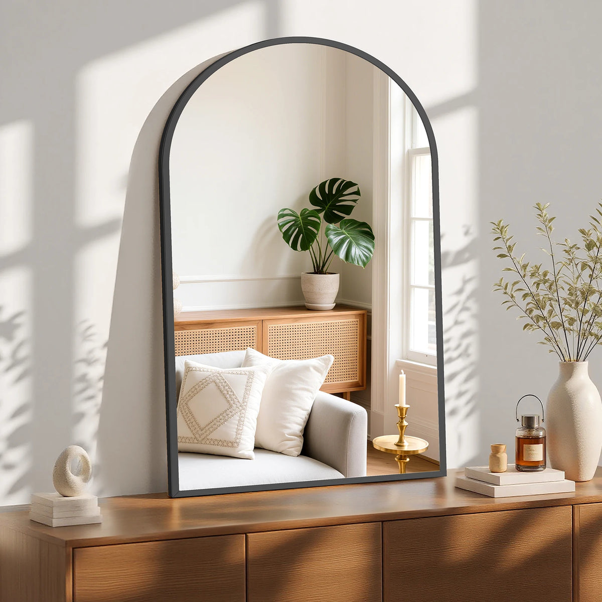 MCQ Arched Wall Mount Bathroom Mirror With Aluminum Frame
