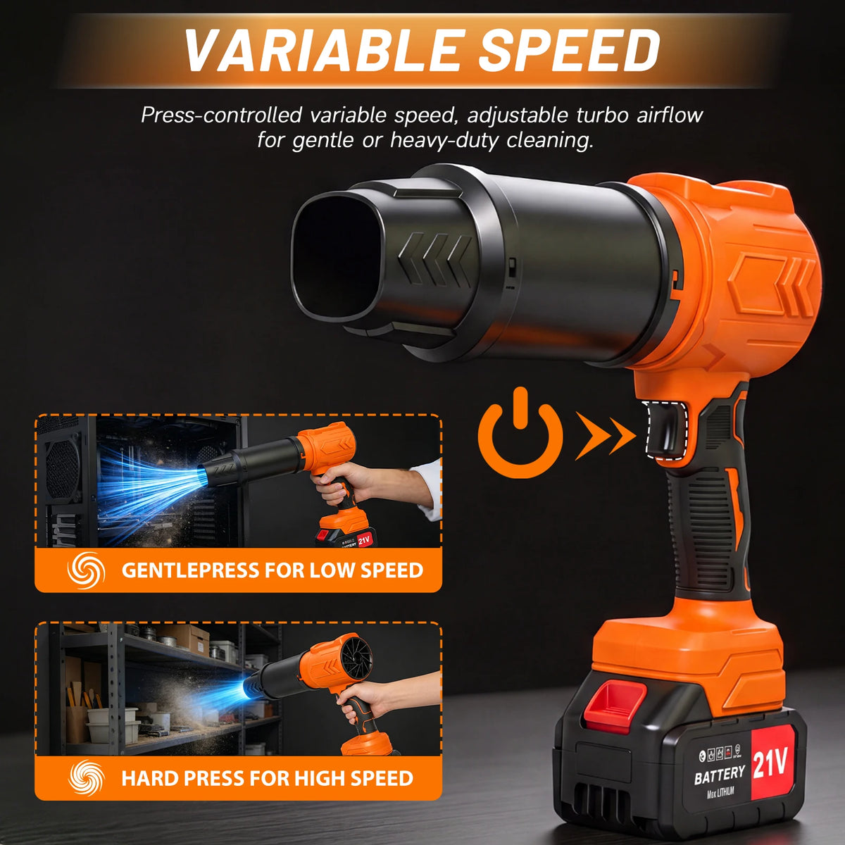 Cordless Variable Speed Leaf Blower With Dual Battery Pack