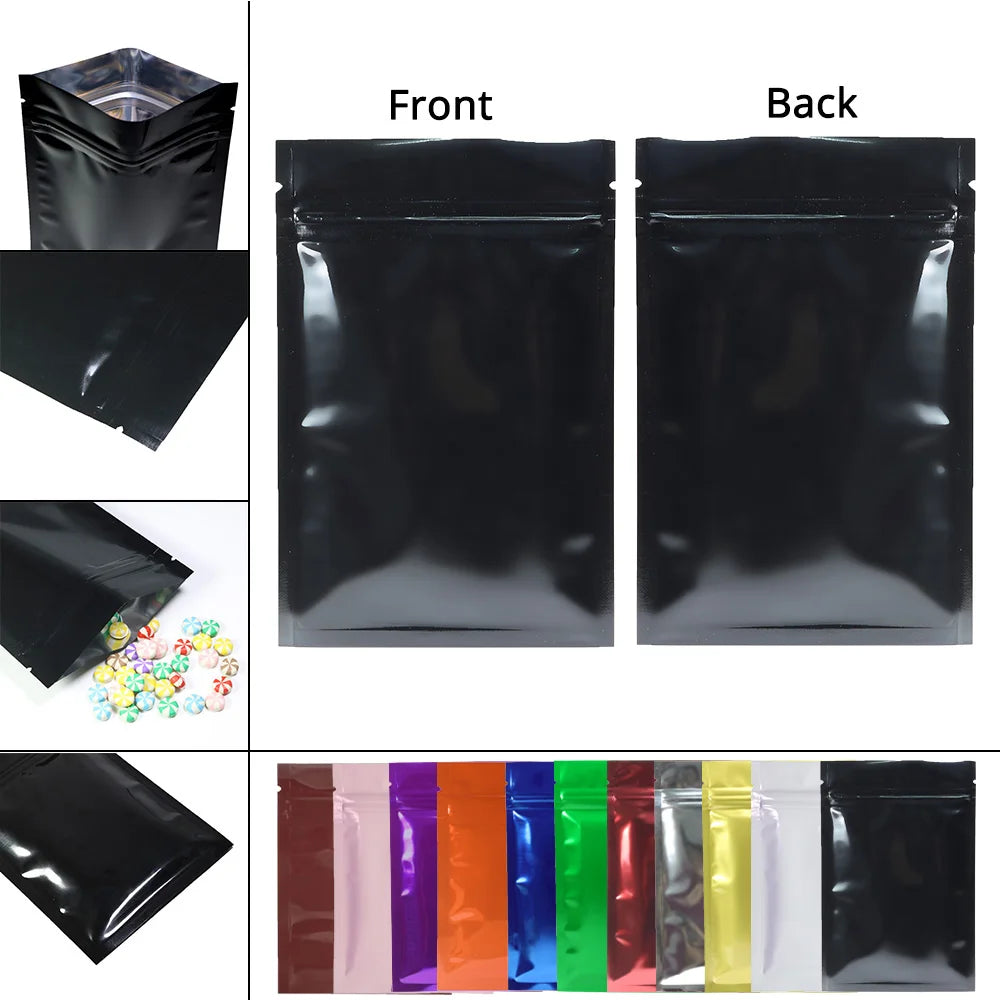 VoluPack Flat Aluminum Foil Mylar Ziplock Pouches Glossy Storage Bags