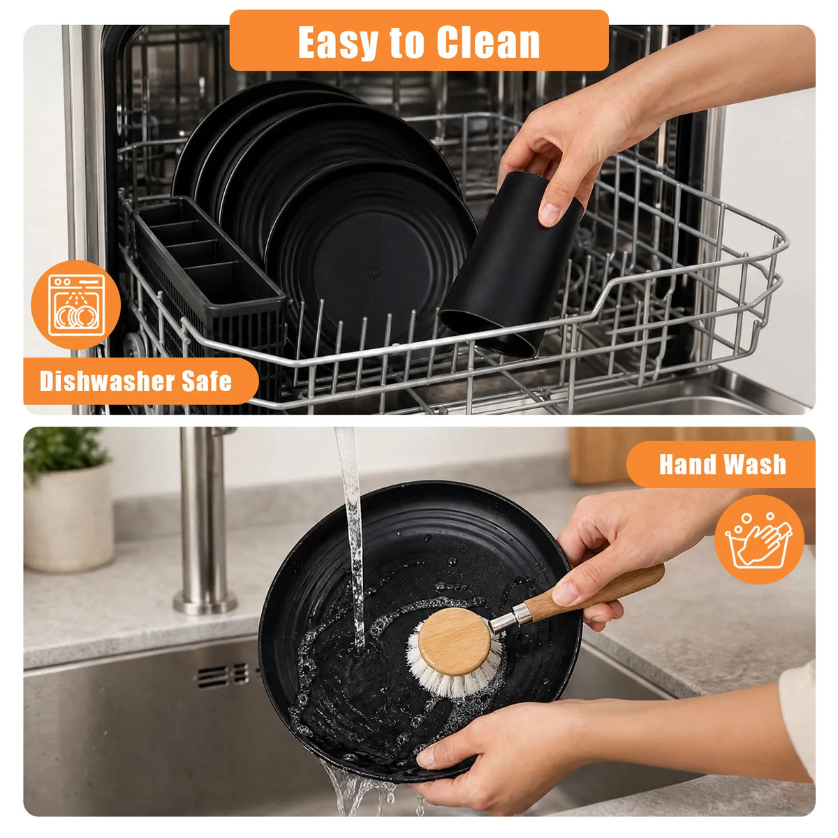 Microwave Safe Plastic Dinnerware Set With Plates Bowls And Cups