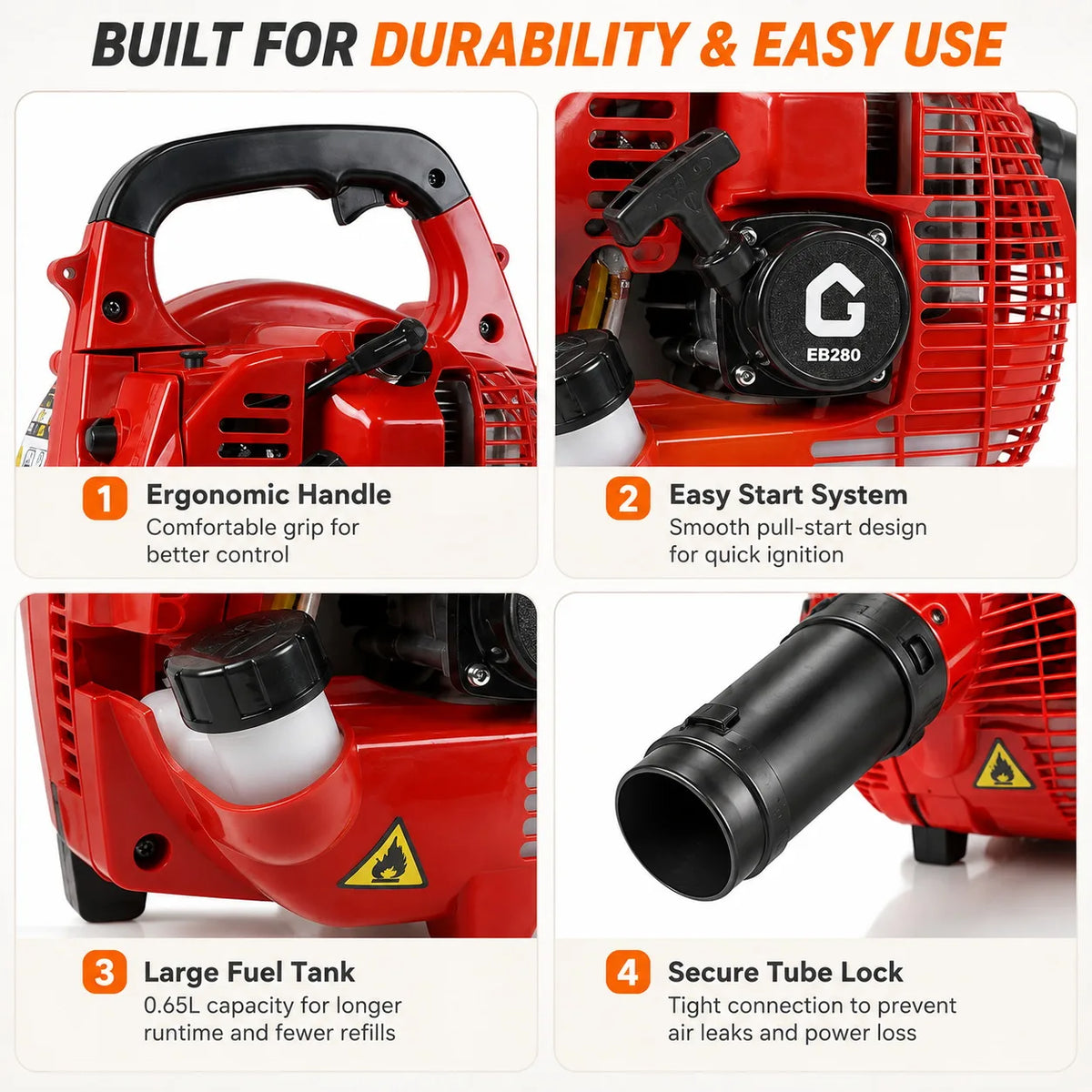 Lightweight Gas Powered Leaf Blower Handheld For Yard Cleanup Tasks