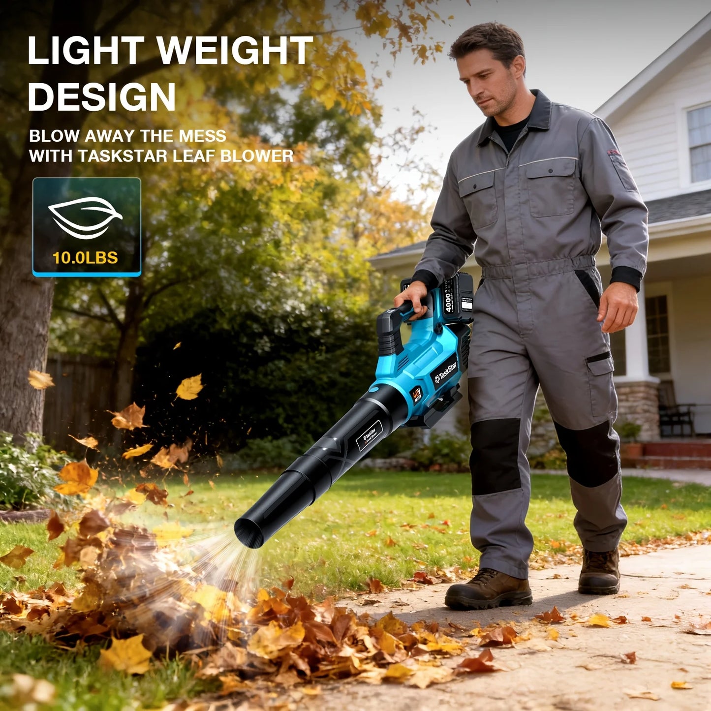TaskStar 40V Electric Air Blower And Leaf Vacuum With Batteries