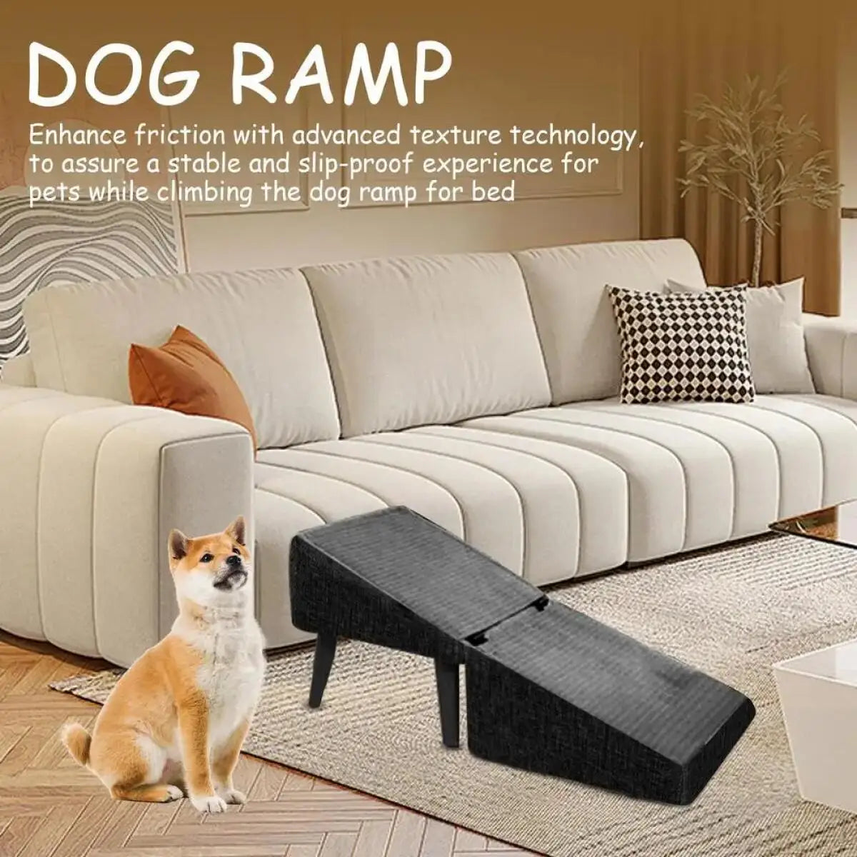 Foldable 2 In 1 Wooden Dog Ramp And Stairs Non Slip Pet Step Stool